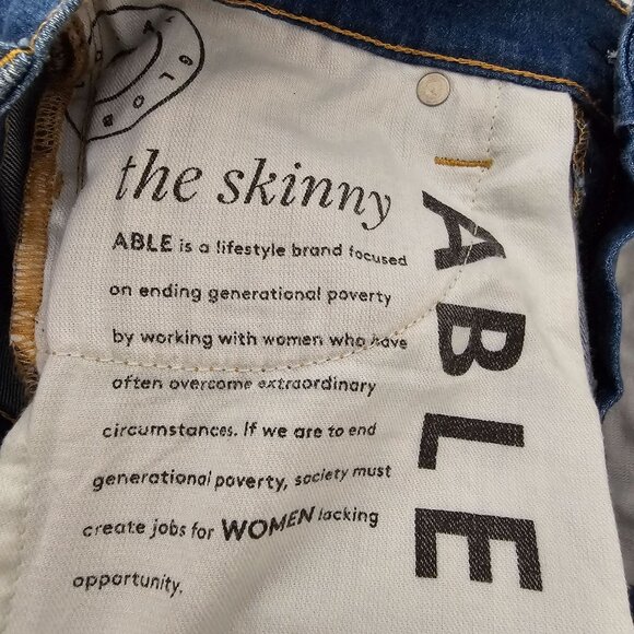 Able 25 Jeans Medium Wash Mid Rise Skinny Jeans Stretch 26" Inseam Comfy - Picture 8 of 9
